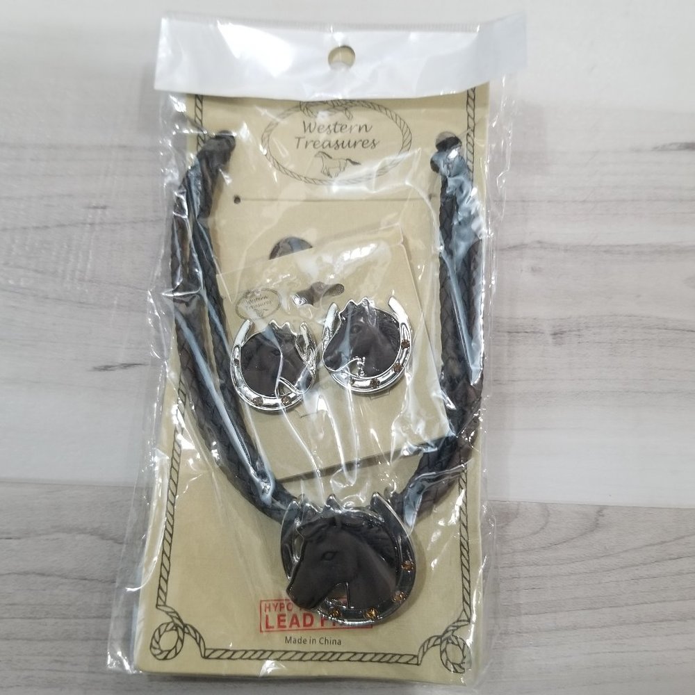 Western Treasure Horse Earring & Necklace Set